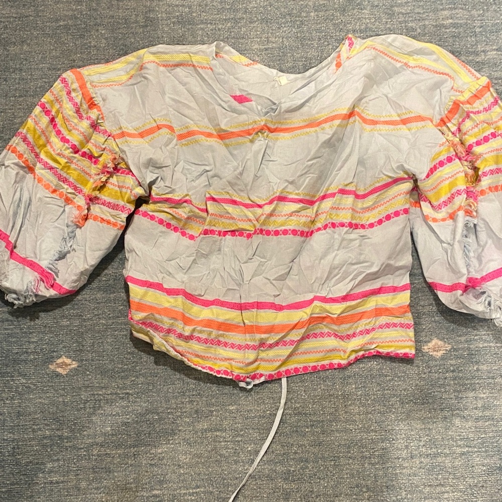 Lou & Grey Pink and Yellow Striped Blouse